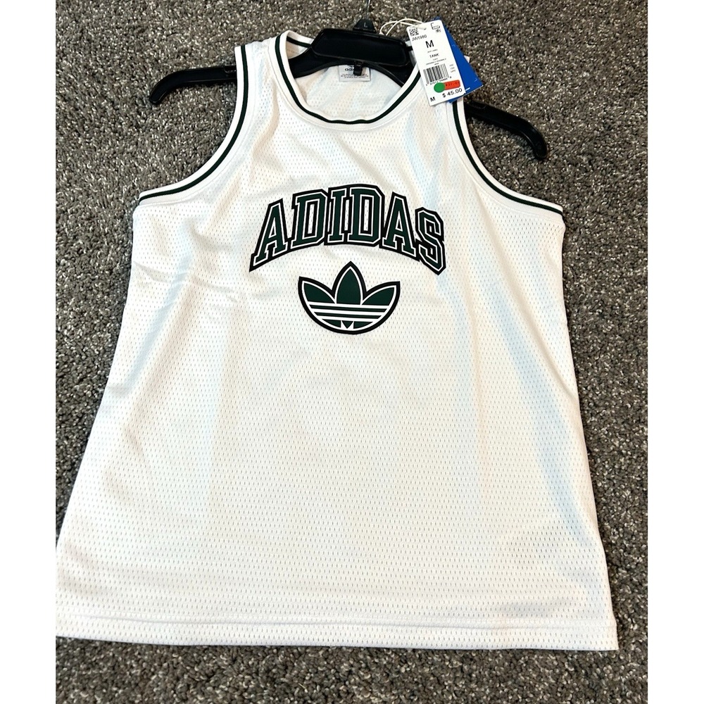 Adidas Boys Medium JW1980 Tank Top Originals White/Green See Description (JC)